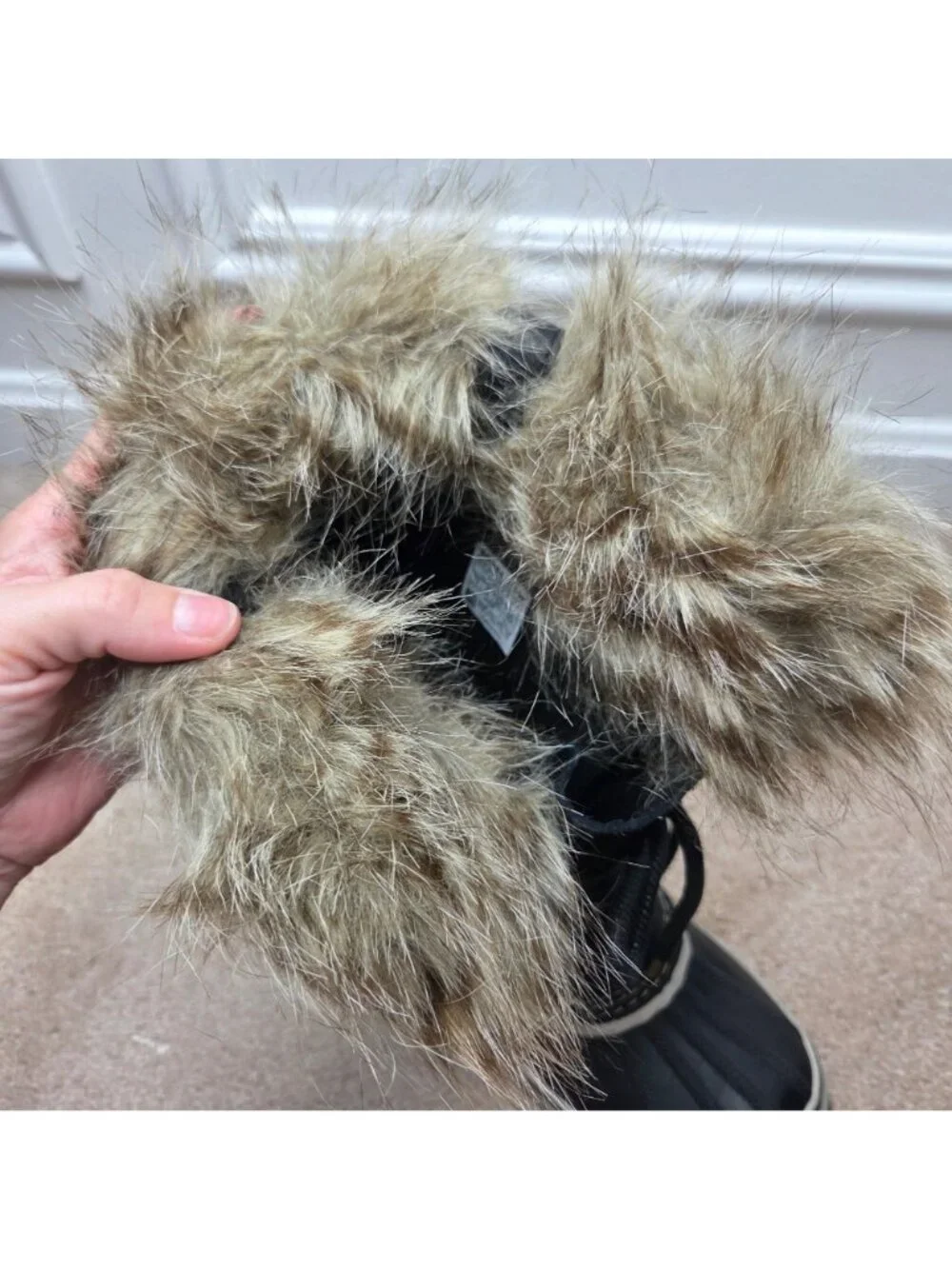 Sorel Joan of Arctic Black Suede Winter Snow Boots Tall Faux Fur Lined 7.5